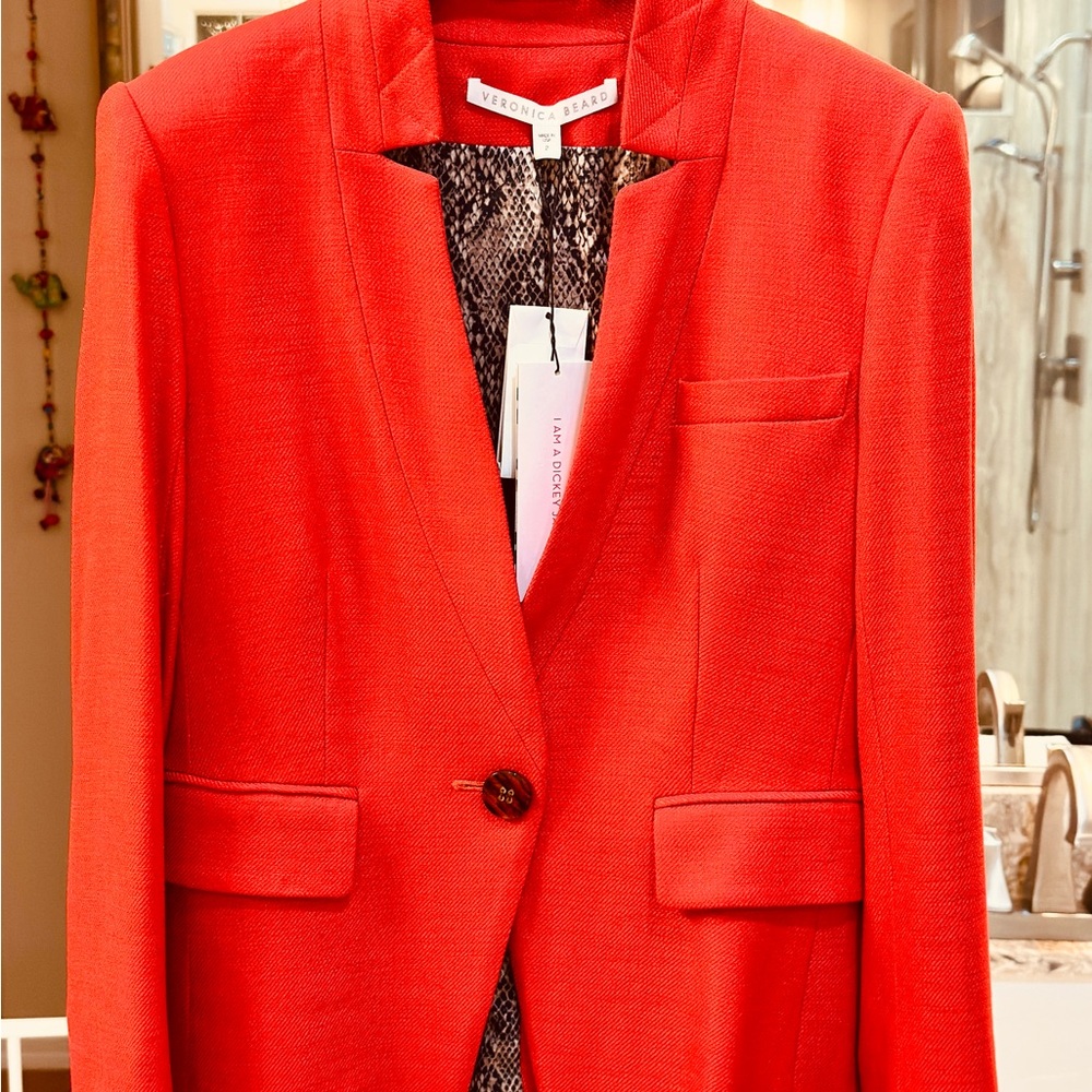 Veronica Beard Bright Red Single-Button Blazer NWT